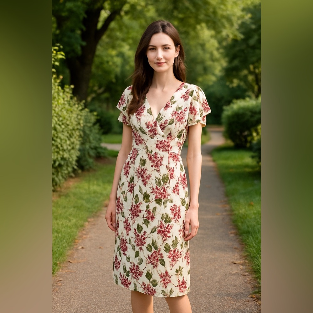 Vintage Carol Anderson Floral 80's Fit Flare A Line Dress Sz 10 Maxi Cottagecore